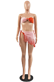 Pink Fashion Summer Contrast Color Swimsuits Three Piece H1671 