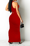 Red From Shoulder Strapless Bowkont Dew Abdominal Sleeveless Fashion Dress SZS8107-1