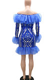 Bead Piece Pure Color Mid Waist Mini Dress YF9070