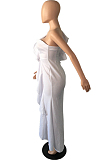 White Fashion Sexy One Shoulder Slim Fitting The Dress Skirt QY5071-3