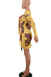 Yellow Fashion Casual Sexy Bright Color Bandage Tie Dye Spots Mini Dress AYA7022-1