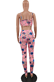 Pink Fashion Printing Sling Boob Tube Top Long Pants Two Piece NYZ6025-1