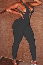 Black Fashion Sexy Pit Bar Spliced Bodycon Jumpsuits LSZ91171-3