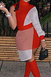 White  Women Round Neck Spliced Sexy Fashion Dress SZS8046-5