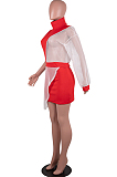 Red Women Round Neck Spliced Sexy Fashion Dress SZS8046-1