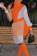 Orange Women Round Neck Spliced Sexy Fashion Dress SZS8046-2
