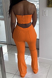 Orange Euramerican Sexy Tops Strapless Back With Zipper Long Pant Sets WY6820-2
