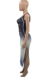 Gradient Summer Fashion Oblique Shoulder Gradient Print Dress YC8036