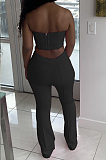 Black Euramerican Sexy Tops Strapless Back With Zipper Long Pant Sets WY6820-3