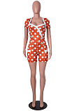 Orange Digital Printing Wave Point Spliced Fashion Casual Jumpsuits SZS8102-1