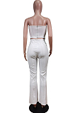 White Euramerican Sexy Tops Strapless Back With Zipper Long Pant Sets WY6820-1