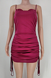 Wine Red Condole Belt Package Buttocks Dress X9312-2