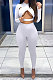 White Women Pure Color Sexy Cross Hollow Out Sports Pants Sets GL6396-2