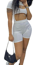 White Night Club Sexy Holow Out Shorts Two Piece FH168-1