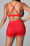 Red Sexy Bud Silk Chest Holder Condole Belt Strapless Shorts Two Piece QZ5292-2