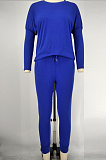 Royal Blue Pure Color Long Sleeve T Shirt Long Pants Casual Sports Sets X9320-7