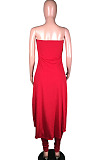 Red Pure Color Strapless Cloak Long Pants Two Piece C3059-1