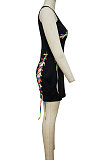 Black Women Club Sleeveless Bandage Hollow Out Mini Dress MY9904