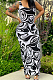 Black White Print U Neck Slim Fitting Tank Long Dress WY6824-5
