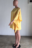Yellow Sexy Casual Loose Flutter Dress C1031