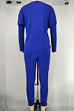 Royal Blue Pure Color Long Sleeve T Shirt Long Pants Casual Sports Sets X9320-7