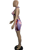 Beige Trendy Sexy Swimwear Printing Skirts Sets DLY8017-3