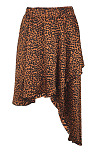 Gold Irregularity Leopard Print Mid Waist Skirt LMM8266 