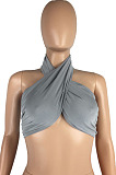 Grey Strapless Bandage Halter Neck Crop Tops Variety Style LMM8262-2
