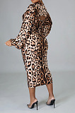 Leopard Print Autumn Long Sleeve Slim Fitting Bodycon Dress E8607