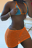 Royal Blue Halter Neck Strapless Backless Mesh Beachwear Bikini Sets F88376-5