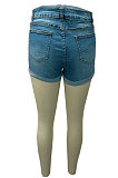 Blue Washing High Waist Jeans Shorts Q5026