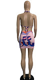 Beige Trendy Sexy Swimwear Printing Skirts Sets DLY8017-3