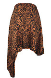 Gold Irregularity Leopard Print Mid Waist Skirt LMM8266 