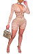 Apricot Club Sexy Hollow Out Lace Long Sleeve Deep V Neck Mid Waist Romper Shorts Q915-2