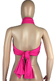 Pink Strapless Bandage Halter Neck Crop Tops Variety Style LMM8262-3