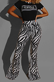 Red Casual Round Neck Letter Print Short Sleeve Mid Waist Long Flare Pants Sets YMT6213-2