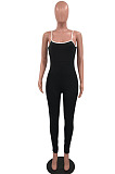 Black Summer Condole Belt Tank Back Hollow Out Sexy Long Pants Jumpsuits OH8085