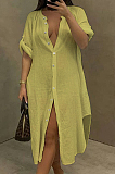 New Sexy Single-Breasted Pure Color Blouse Beach Dress ACF6005