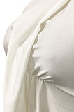 White Sexy Irregularity Round Neck Ruffle Short Sleeeve Solid Color Shorts Sets XZ5117-1