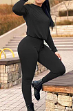 Coffee Fall Winter Pure Color Round Neck Long Sleeve Drawstrint Long Pants Sport Sets TD80058-2