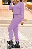 Coffee Fall Winter Pure Color Round Neck Long Sleeve Drawstrint Long Pants Sport Sets TD80058-2