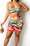 Purple Sexy Strapless Halter Neck Backless Tank Short Skirts Two Piece SZS8089-3