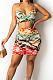 Red Sexy Strapless Halter Neck Backless Tank Short Skirts Two Piece SZS8089-1
