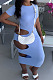 Light Blue Nigh Club Hollow Out Backless O Neck Solid Color Bodycon Dress LM88803-2