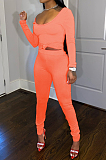 Red Nigh Club Low Cut Long Sleeve Tight Top Long Pants Two-Piece WY6697-2