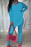 Pink Pure Color Round Neck Long Sleeve Loose Top With Tank Ninth Pants Sport Three-Piece JH270-1