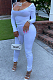 White Nigh Club Low Cut Long Sleeve Tight Top Long Pants Two-Piece WY6697-1