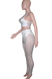 White New Night Club Mesh See-Througk SLeeveless Tank Pencil Pants With  Underwear Briefs Sets SN390154-1