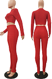 Bright Blue Scale Lines Long Sleeve Round Neck Crop Top High Waist Bodycon Pants Casual Sets NYF8011-2