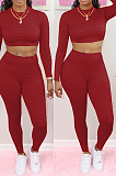 Light Blue Scale Lines Long Sleeve Round Neck Crop Top High Waist Bodycon Pants Casual Sets NYF8011-1